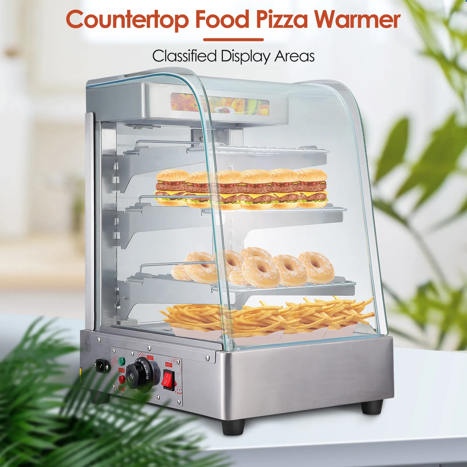 Stainless Steel Display Cabinet Pizza Burger Grilled Chicken Warming Cabinet Convenience Store Supermarket Display Cabinet