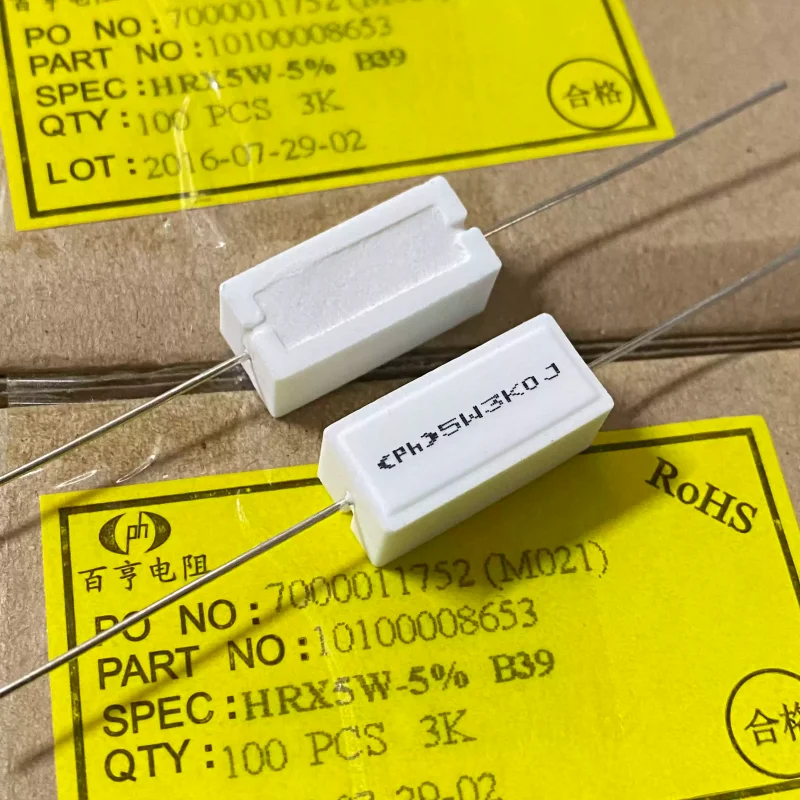 10-100pcs HRX 5W3K0J 5W 3K 5% PH axial ceramic cement resistor copper pin
