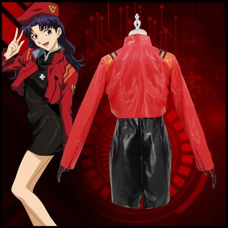 For Women Anime Costume for Cosplay Misato Katsuragi Dress Coat Uniforms Halloween Leather Coat and Dress