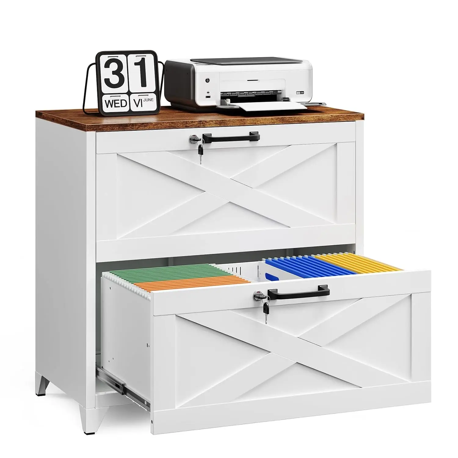 2 Drawer Metal File Cabinet with Lock,Home Office Lateral Filing Cabinet for Letter/Legal/A4,16