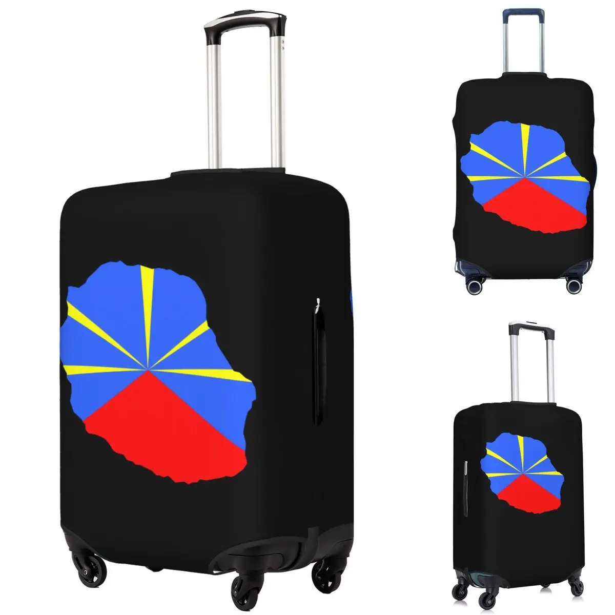 

974 Reunion Island Flag Suitcase Cover Protection Elastic Travel Luggage Protector Covers for 18-32 Inch