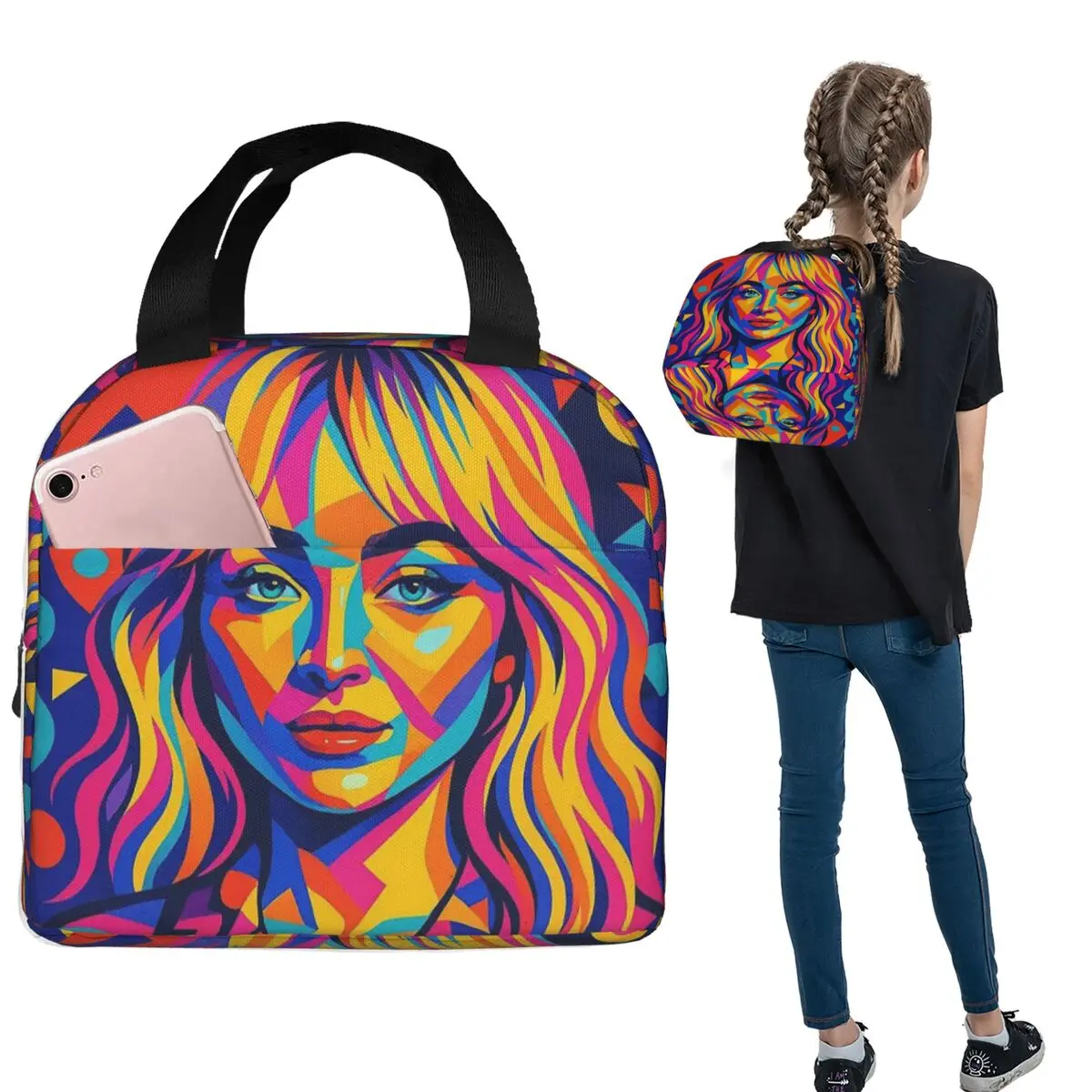 

Sabrina Carpenter Insulated Lunch Bag for Women Kids Portable Food Boxes Thermal Lunch Box Tote