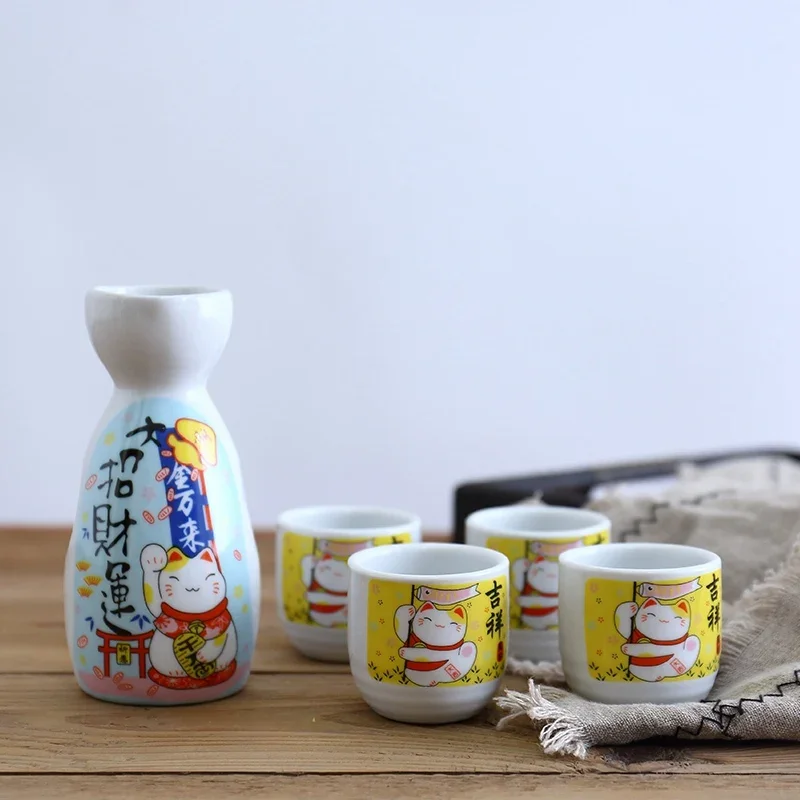 

5pcs Ceramic Sake Pot Set Japanese Ceramic Wine Set Household Ceramic Wine Utensils Cup Kitchen Drinking Utensils Hip Flasks