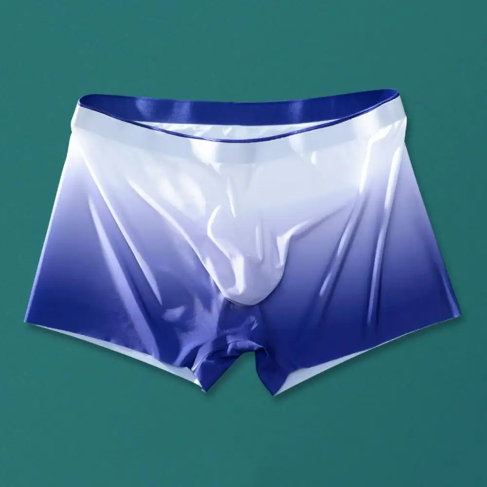 

Men Gradient Color Ice Silk Underwear Mid-rise Seamless U-convex Shorts Briefs Slim Fit High Elasticity Panties