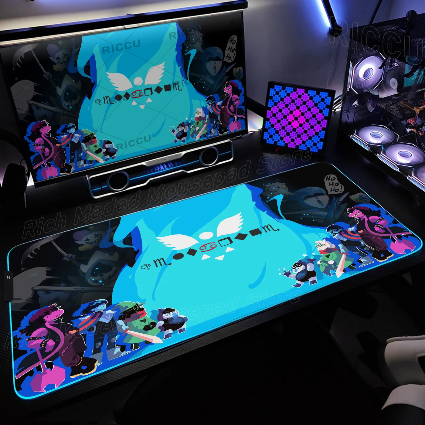 RGB Desk Mats D-Deltarune Mouse Pad Anime Gaming Mouse Mat LED TablePad Backlit Rubber Desktop XXL Mousepad Laptop Accessories