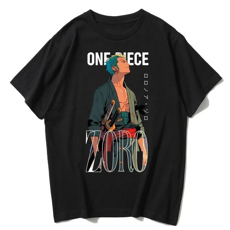 One Piece Roronoa Zoro Anime T-shirt Cotton Short Sleeve Tops for Men Women