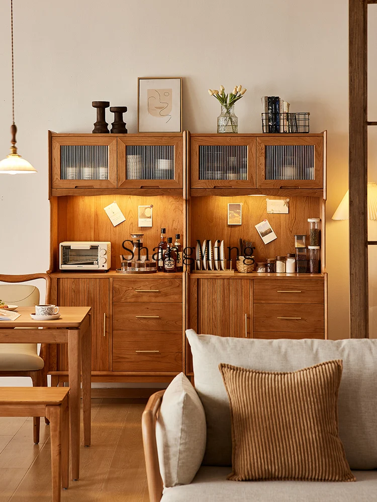 

CL senior dining side cabinet integrated against the wall simple modern solid wood storage high cabinet