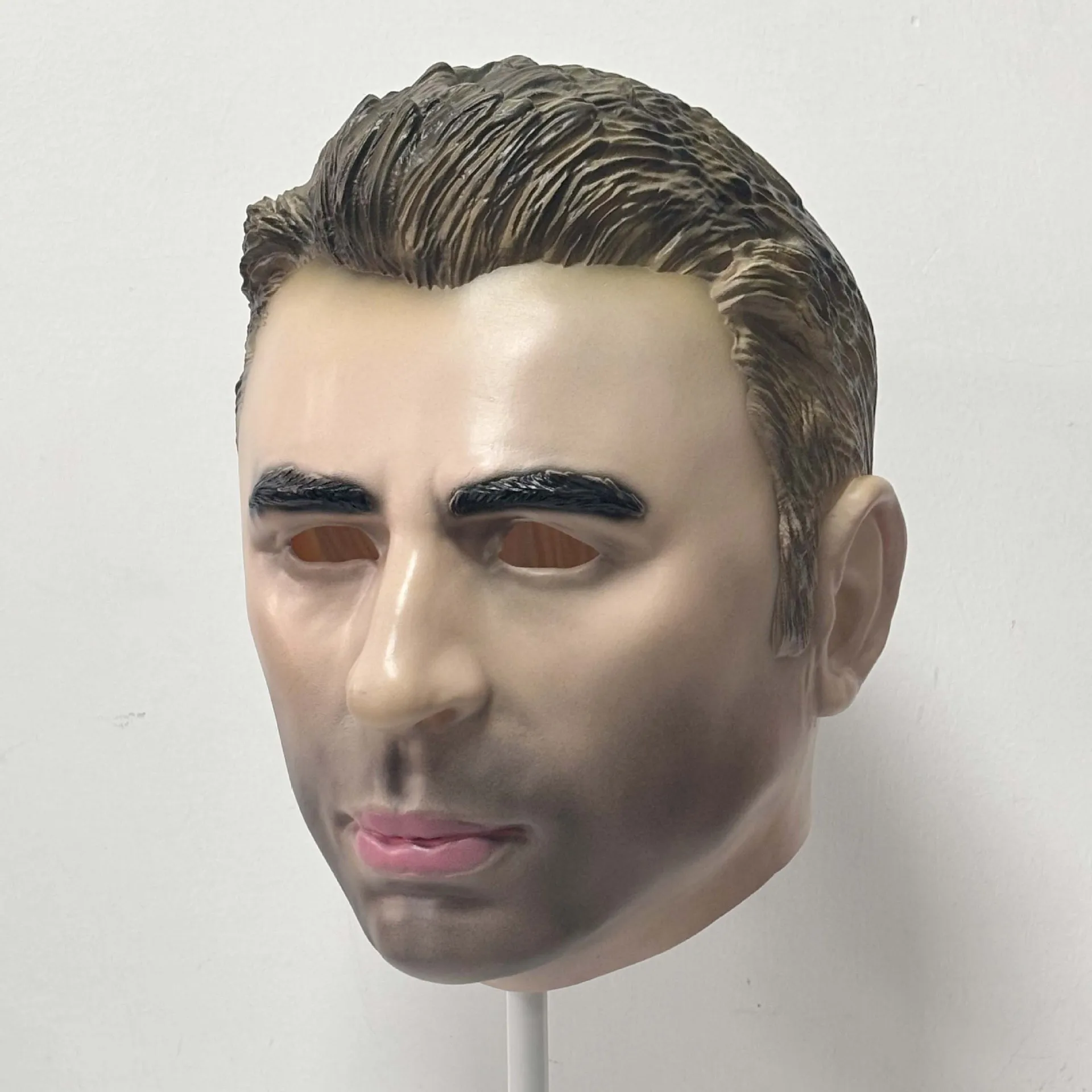 Realistische männliche Latex-Vollkopfmaske, menschliches Gesicht, Kopfbedeckung für Halloween, Maskerade, Cosplay, Party, Kostüm-Requisiten für Erwachsene – Detail 1