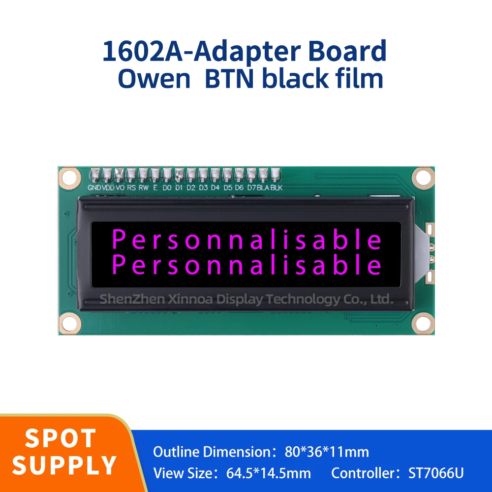 

16 * 2 Industrial Grade Display Screen 1602A IIC Adapter Board European BTN Black Film Purple Font 80*36*11MM Controller ST7066U