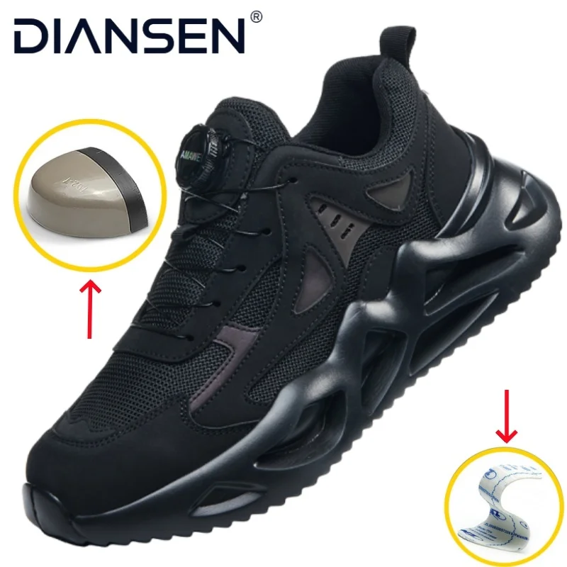 

Mesh Steel Toe Cap Work Shoes For Men Warehouse Wear-Resistan Leisure Comfort Vintage Style Working Non Slip Boots Male