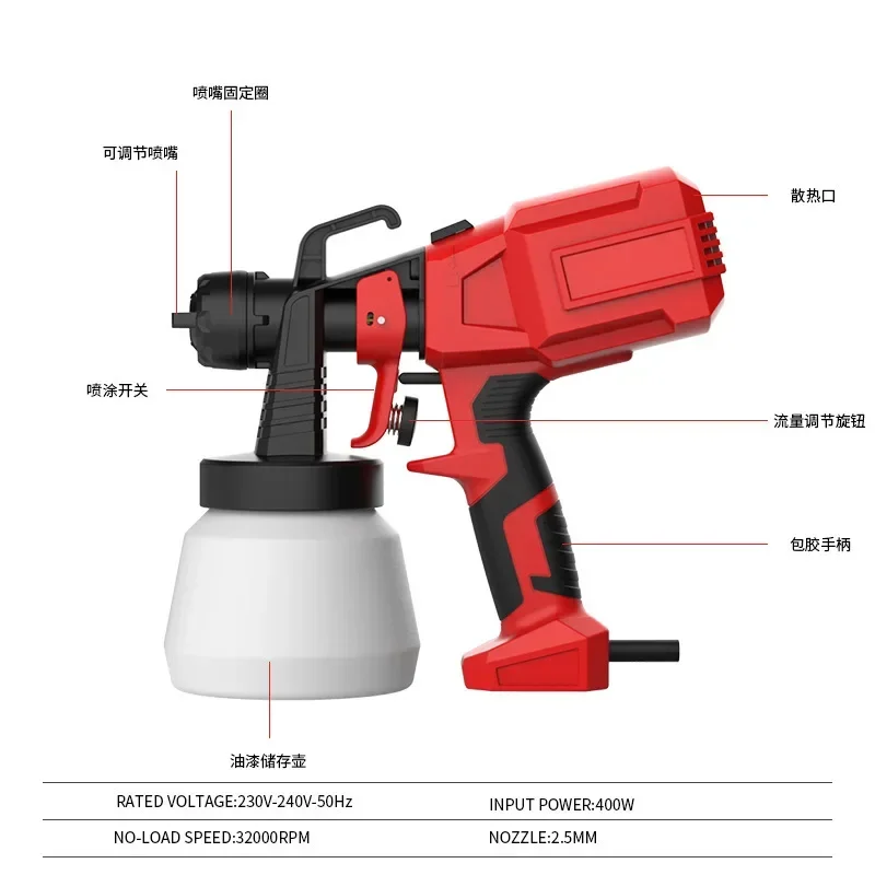 Ręczny dzielony elektryczny pistolet natryskowy Przenośny pistolet natryskowy do użytku domowego Wysokociśnieniowy pistolet natryskowy