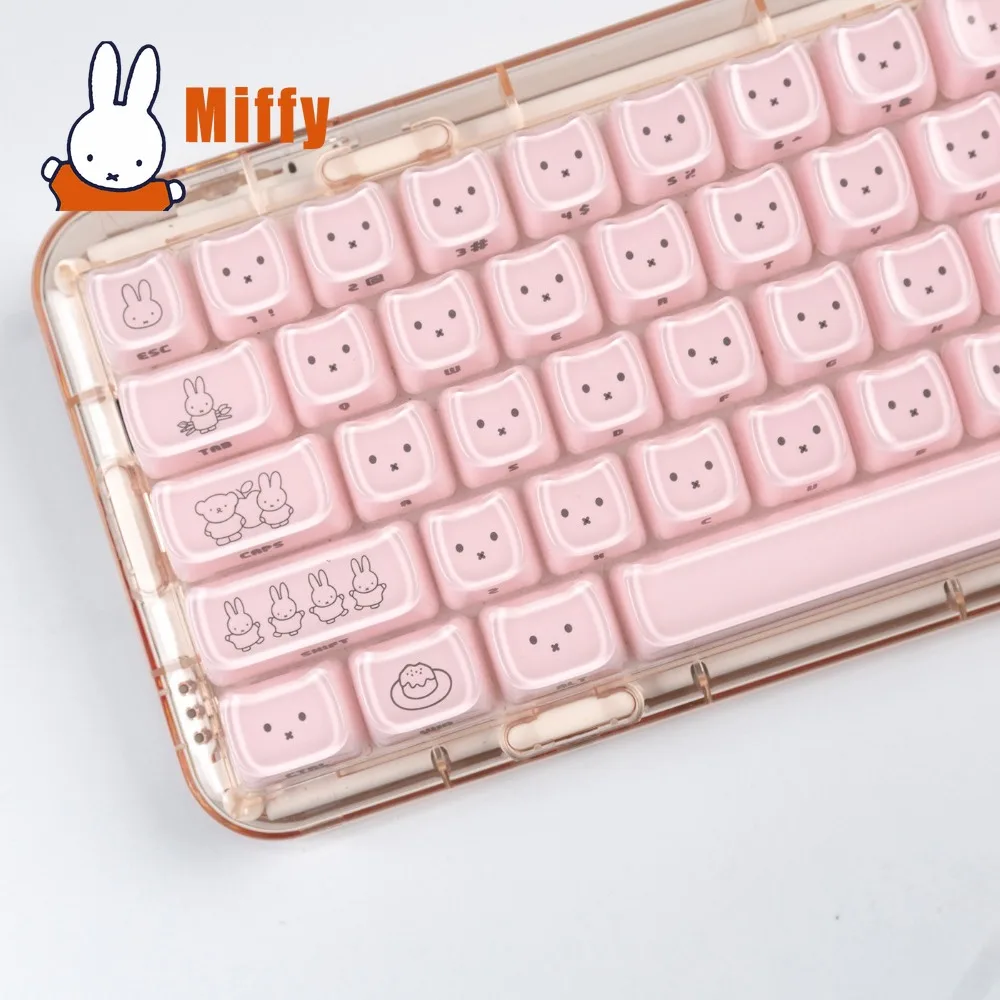 Kawaii Miffy Keycaps Cute Rabbit Key Caps Mechanical Keyboard Suitable Cross Axis MAO Profile Gaming Office PC Gamer Gift