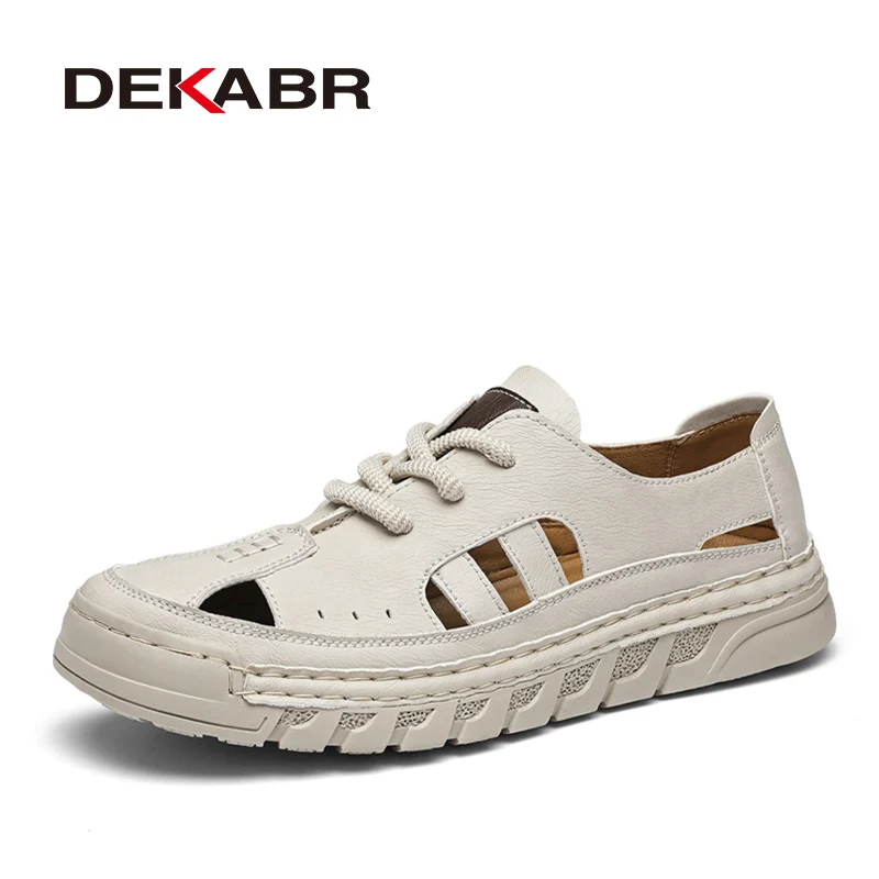 

DEKABR Summer Men’s Sandals Lace Up Hollow Out Lightweight Flexible Sole Daily Breathable Shoes