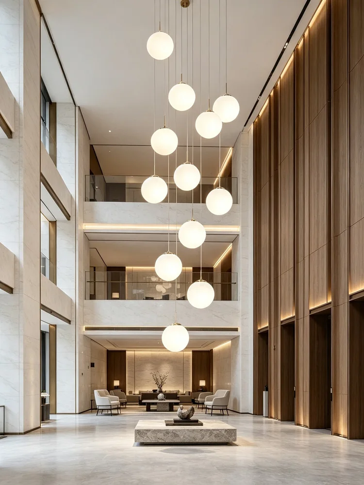 Modern Nordic LED Glass Chandelier Ceiling Light Pendant Lamps For Loft Duplex Living Room Hotel Lobby  Home Decorative Lighting