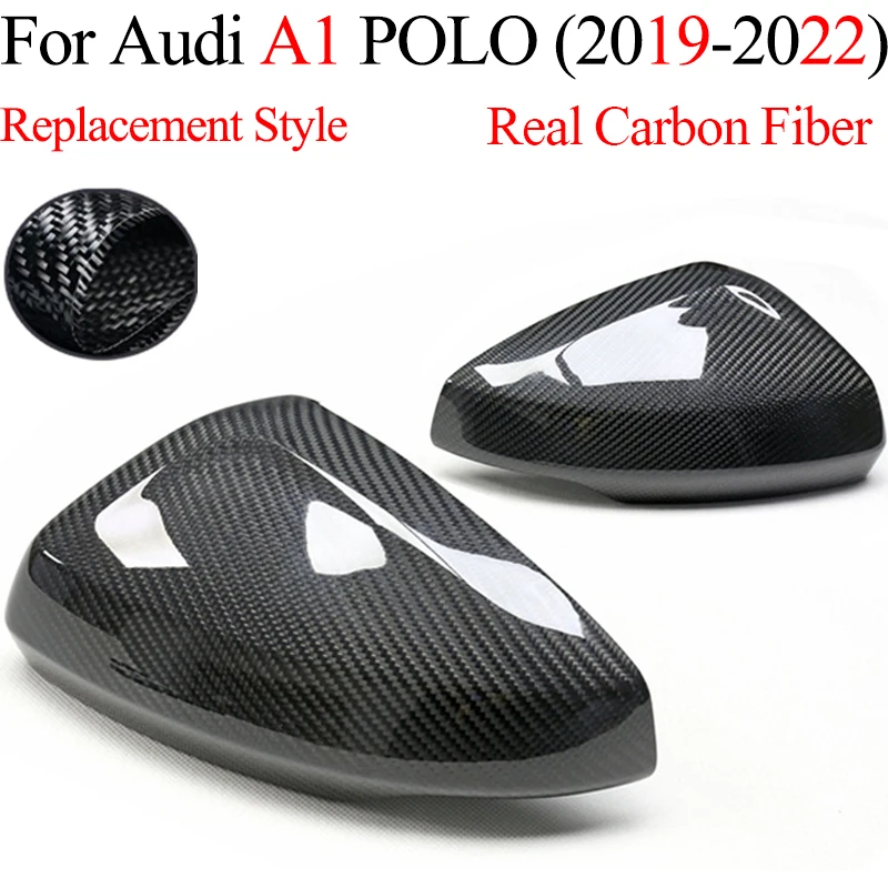 

For Audi A1 For Volkswagen POLO 2019-2022 Real Carbon Fiber Car Side Door Wing Rearview Mirror Cover Cap Replacement Add On