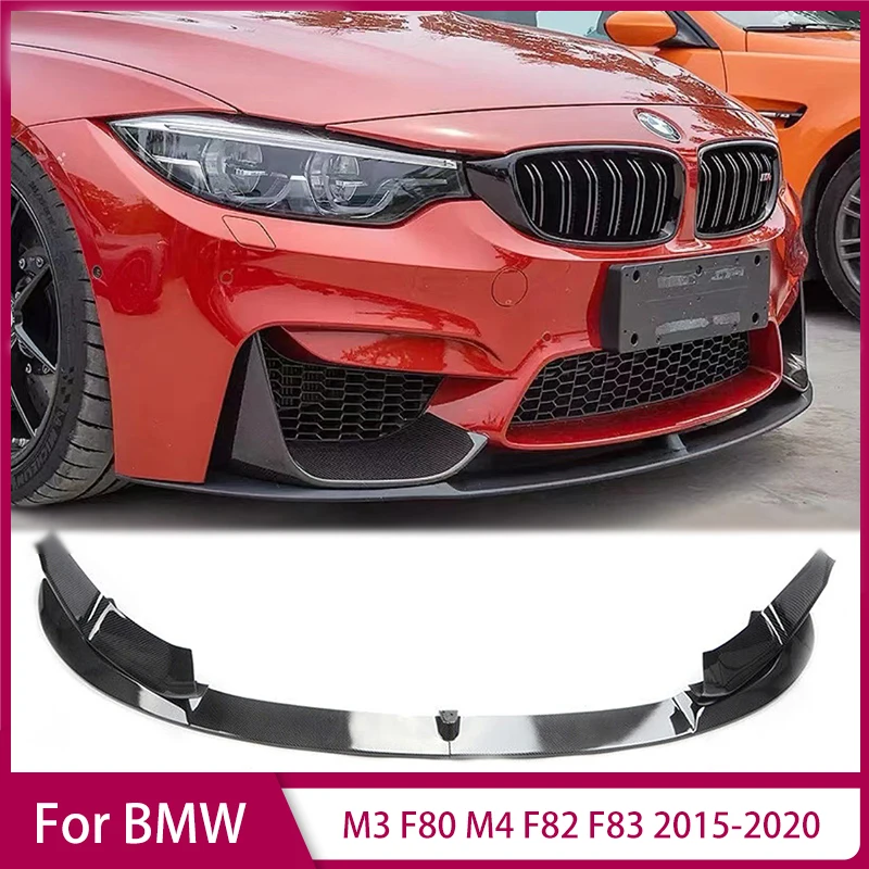 MP Style Car Front Bumper Lip Splitter+Side Splitter Coner for BMW M3 F80 M4 F82 F83 2015-2020 Front Bumper Surround