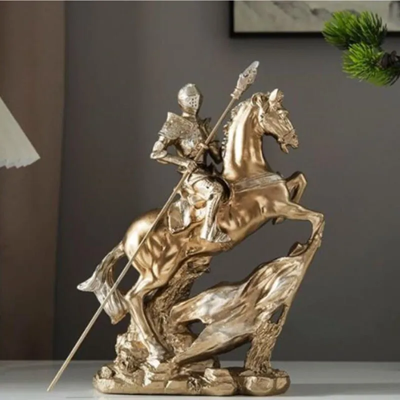 Light Luxury Nordic Retro Golden Knight Statue Resin Modern Decor Creative Bookshelf Decor FigureTexture Aesthetics Art Supplies