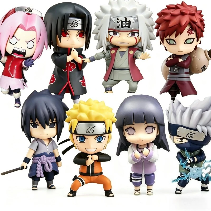 

New in Stock Naruto Chibi Nendoroid Kakashi Naruto Sakura Sasuke Jiraiya Gaara PVC Action Figure Set Model Anime Holiday Gift