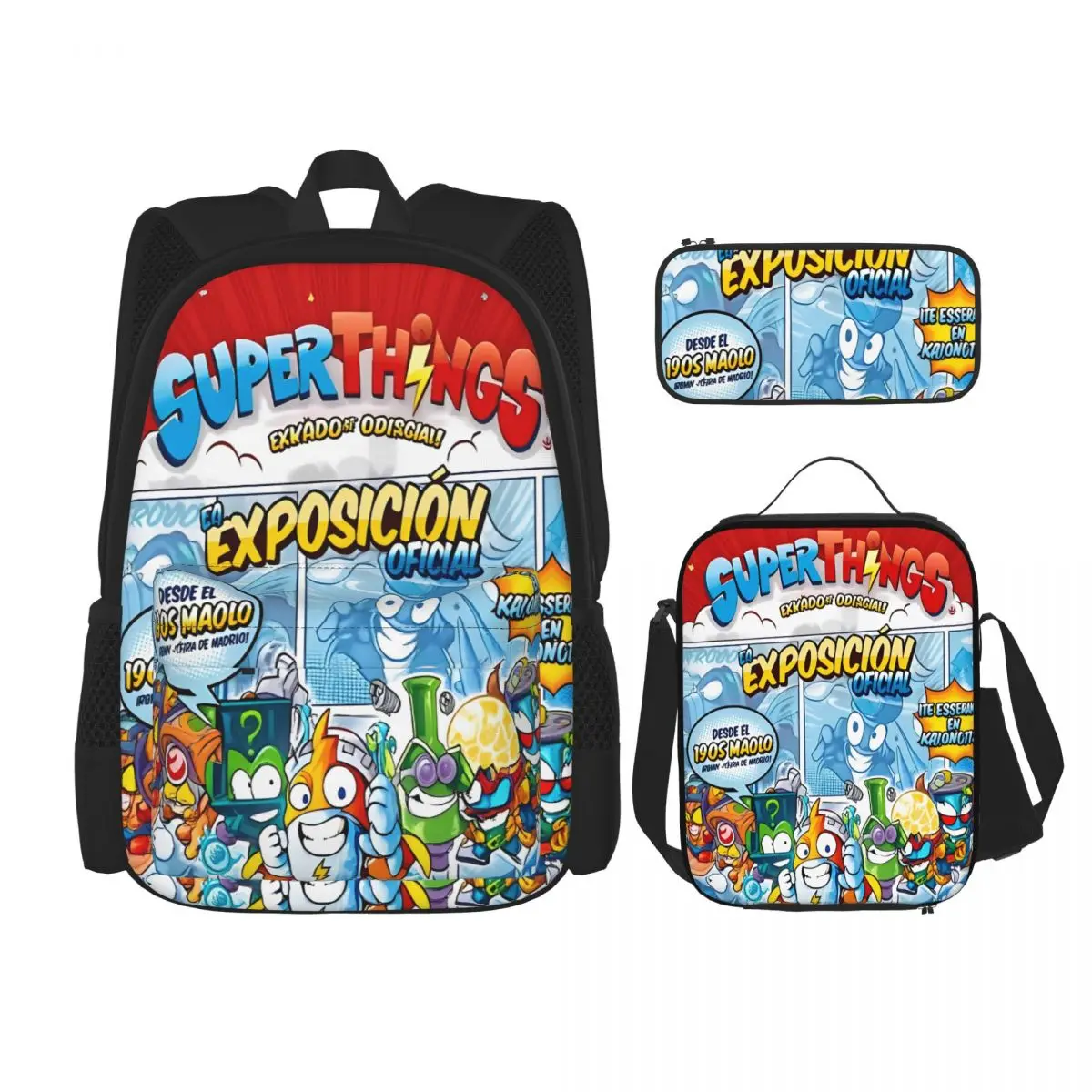 

SuperThings Cartoon 3pecs/set Backpack for Student Super Zings Kindergarten College Canvas Bags Lunch bag Pencil Case