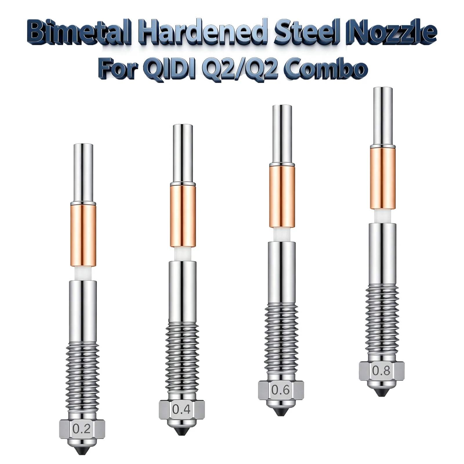 For QiDi Q2/Q2 Combo Bimetallic Nozzle with Ceramic Insulation, Integrated Quick Removal Design for QIDI Q2 / Q2 Combo