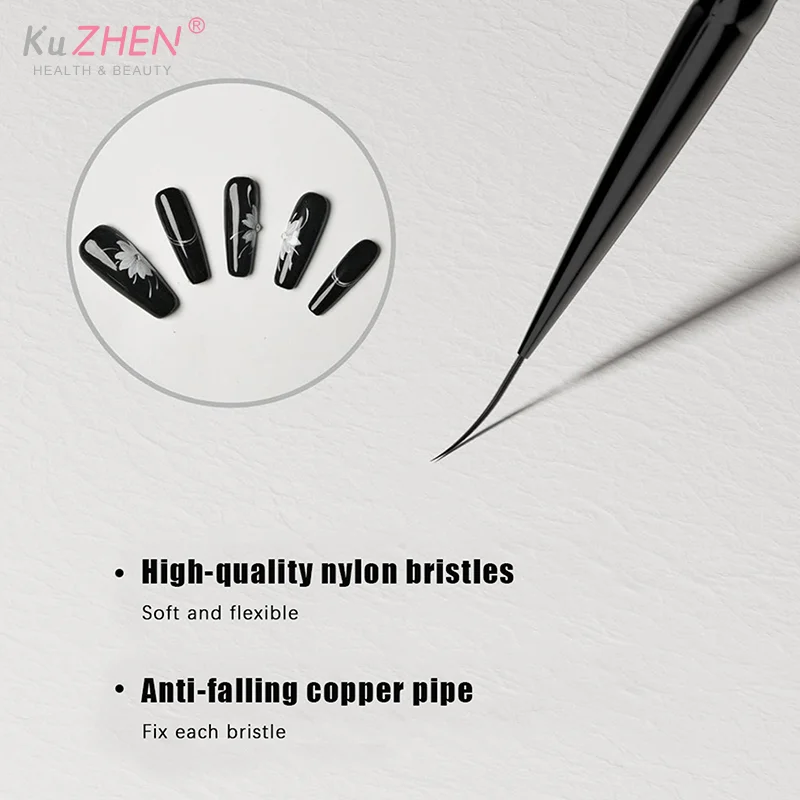 5Pcs/pack Nylon Dual Use Nail Dotting Bead Nail Art Liner Pen Nail Painting Brush Drawing Lines UV GEL Extension Manicure Tool