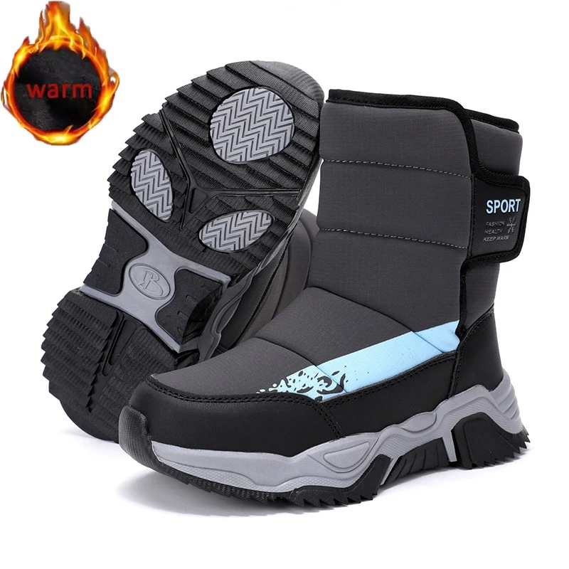 

Зимние сапоги для мальчиков и девочек, непромокаемая зимняя обувь, детская обувь босиком, зимние минималистичные кроссовки с широким носком, нескользящие теплые хлопковые сапоги