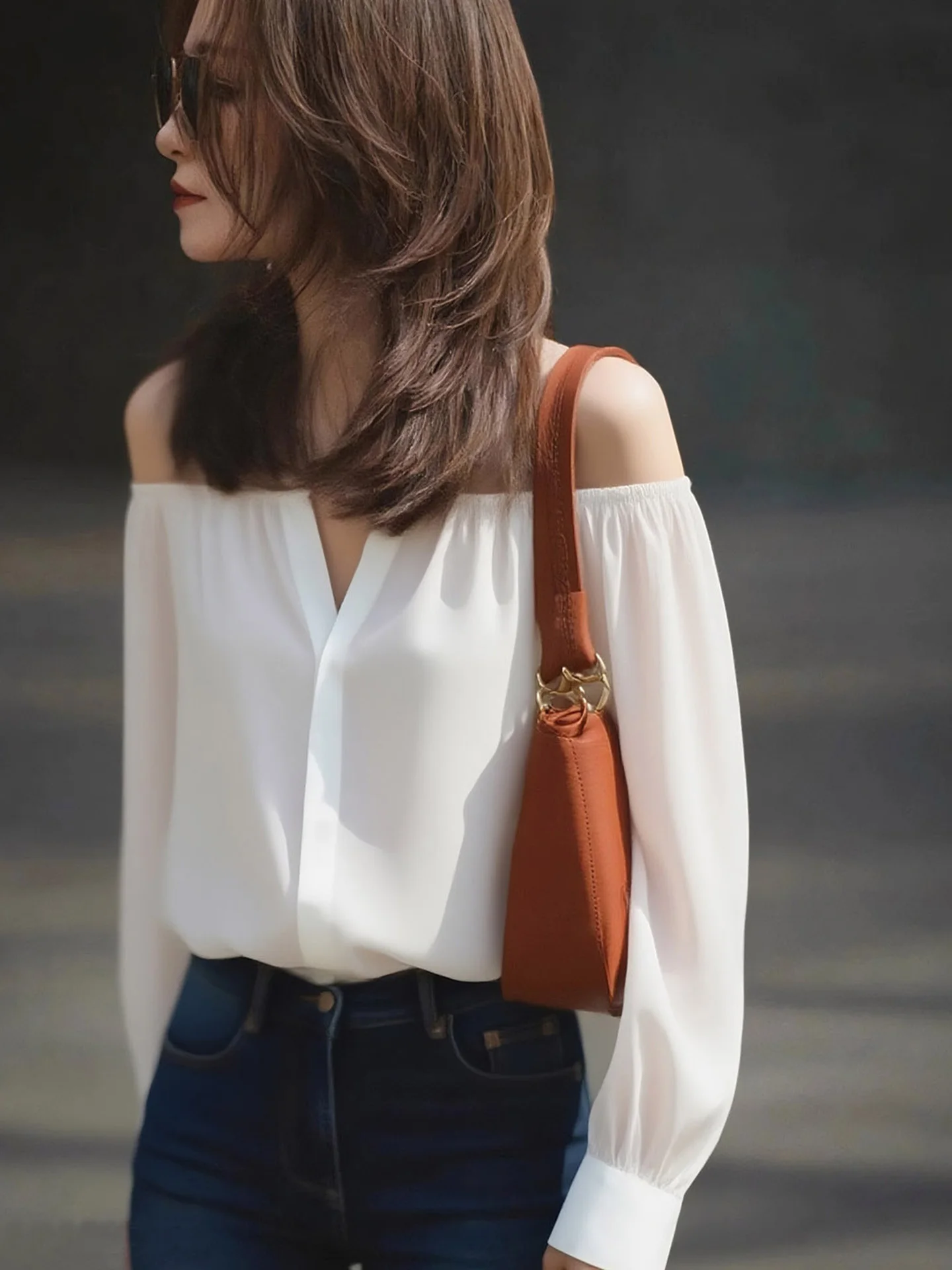 

Женская блузка Ele Long Sve: комфортная, модная, элитная, для ранней осени, в корейском стиле, прямого кроя