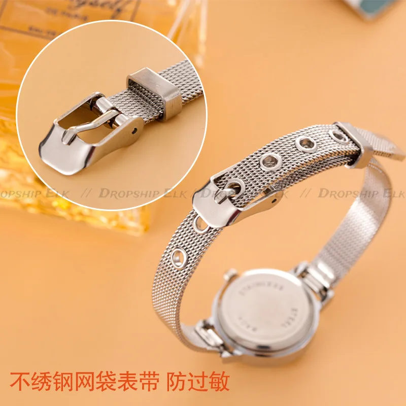 女性のための高級ゴールドメッシュブレスレット時計,高級合金バンド,ラインストーンダイヤル,クォーツ腕時計,カジュアル時計,ファッション