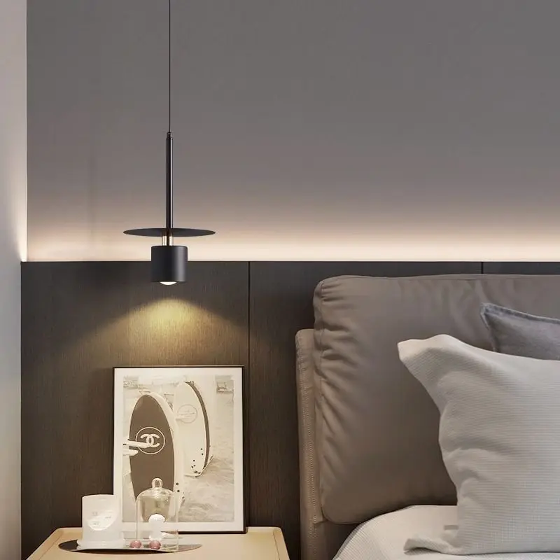 Modern minimalist bedroom headboard hanging light, Nordic minimalist pendant light