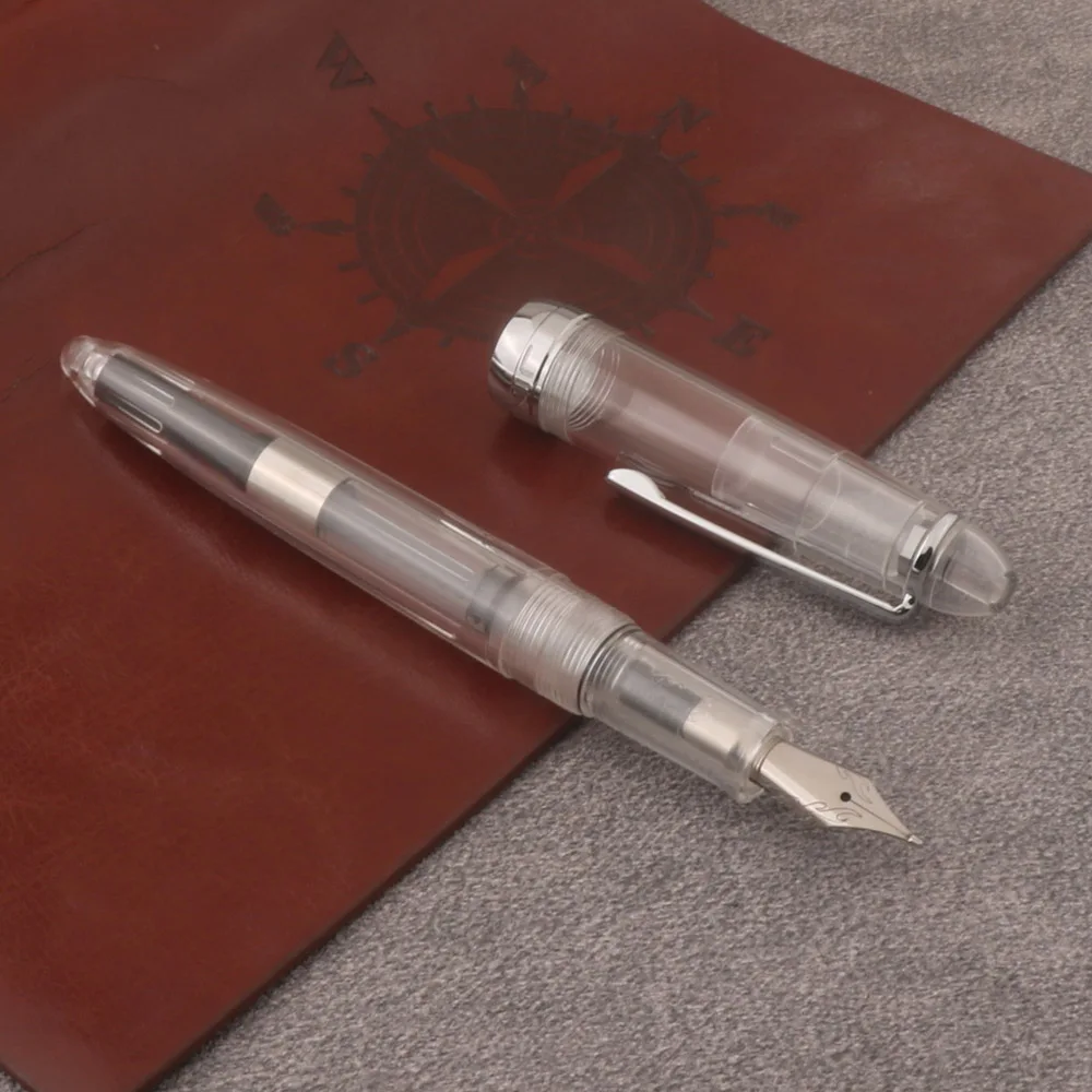 Hochwertiger Naginata-Nib-Füllfederhalter, transparent, 1,0 mm, Schreibwaren, Bürobedarf, Unterschriften-Kalligrafie-Tintenstifte – Detail 3