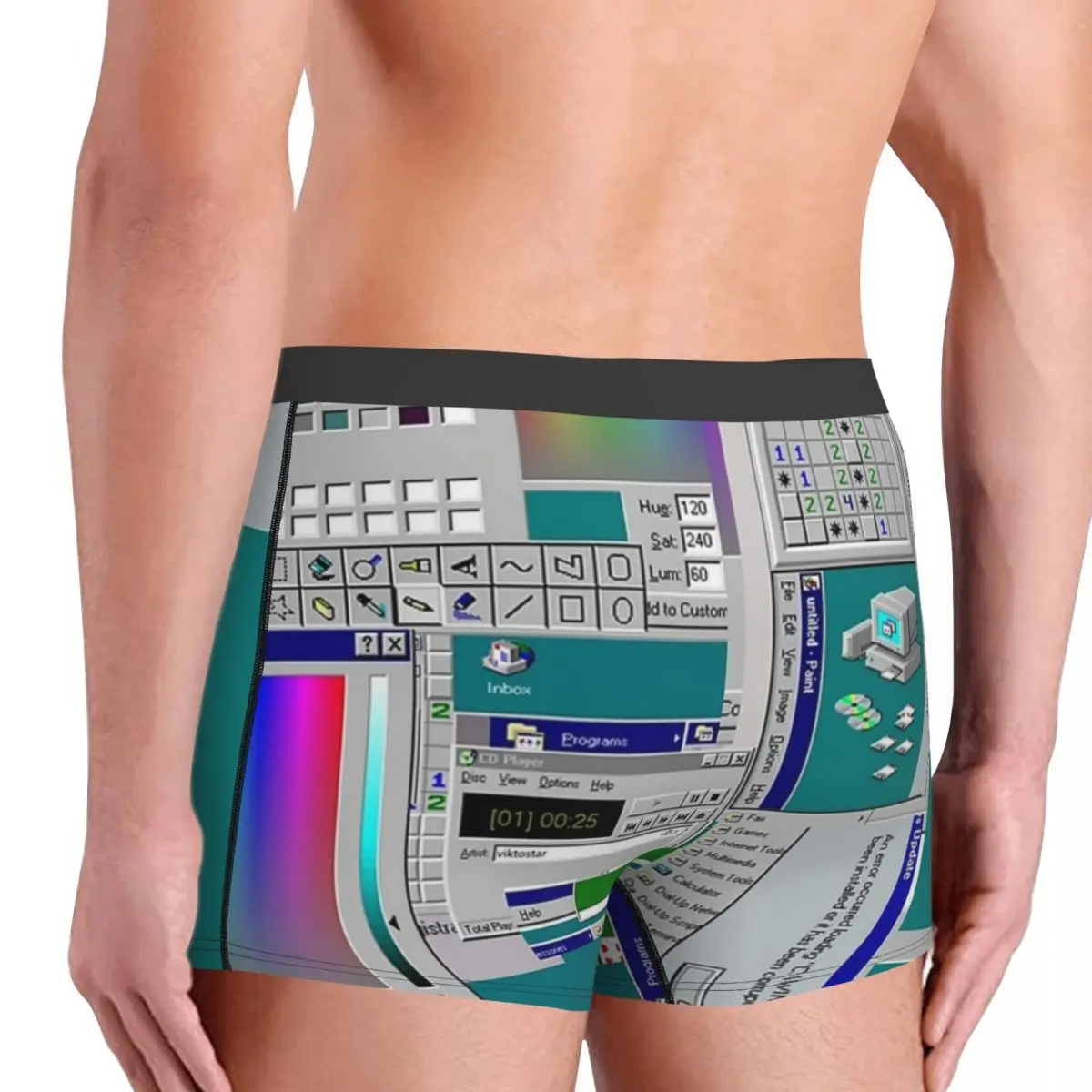 ボクサーパンツ ショーツ Windows 95 コラージュ パンティー 男性用通気性下着 オム男性ボーイフレンドギフト用