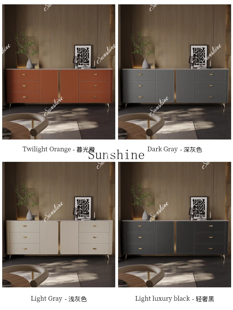 Italian living room high-end storage decorative cabinet light luxury saddle leather dining side cabinet FT