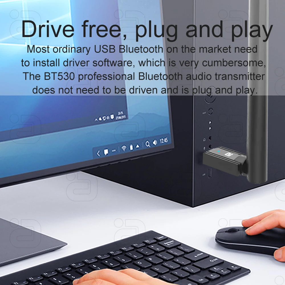 USB بلوتوث 53 محول 100 متر دونغل aptX لأجهزة الكمبيوتر Windows8.1/ 11/10 طابعة ماوس لوحة المفاتيح استقبال الصوت الارسال محرك الحرة