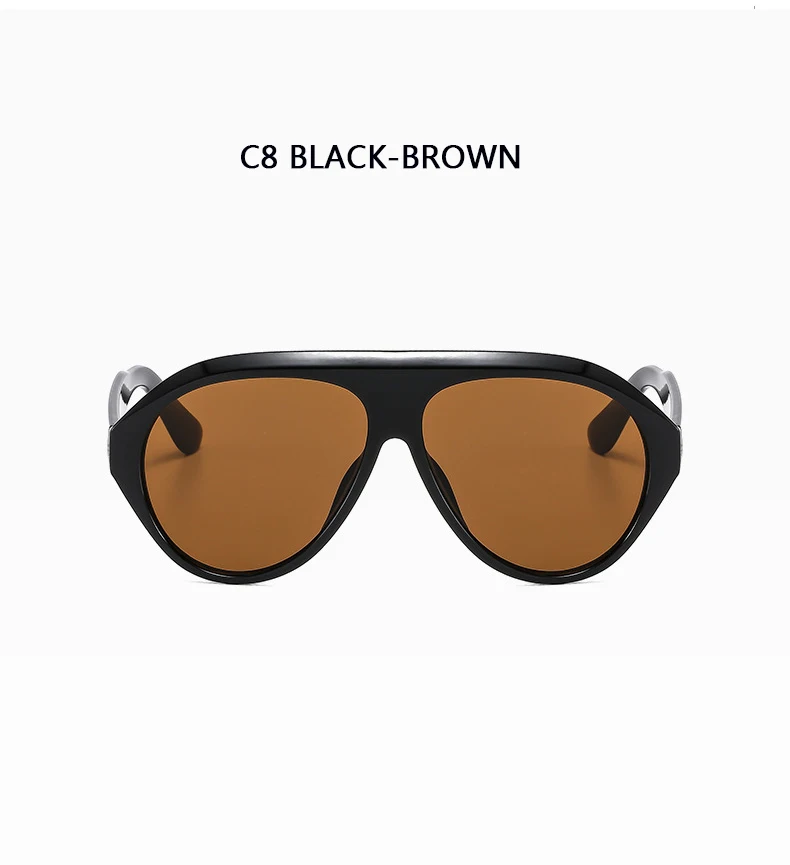 Piloten-Sonnenbrille mit großem Rahmen, Unisex, Übergröße, modische braune Sonnenbrille, Markendesign, Winterbrille – Detail 29