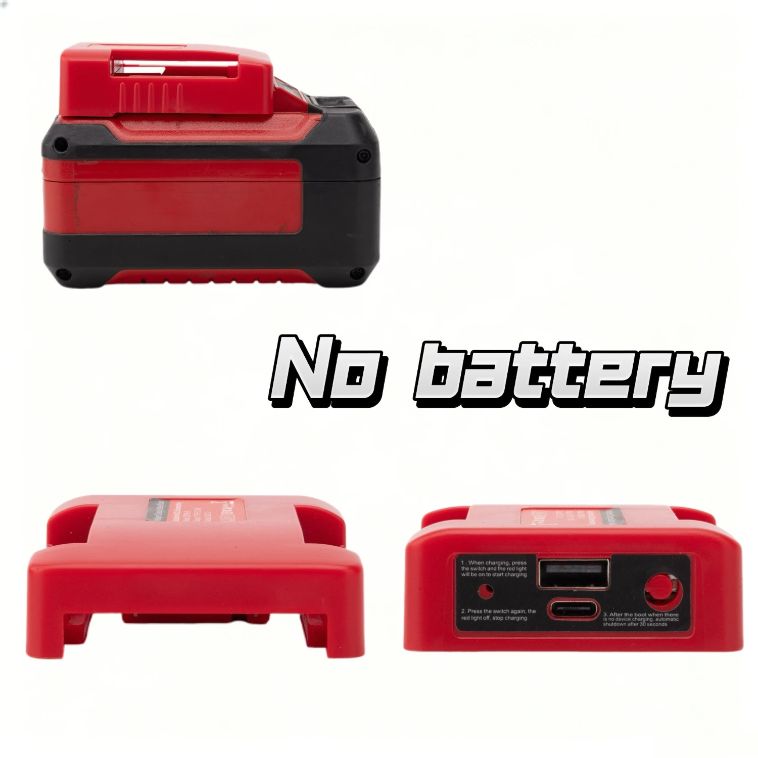For OZITO 18V Lithium Battery Conversion USB Charger Type-C Outdoor Mobile Phone Computer Mobile Power Supply（No Battery）
