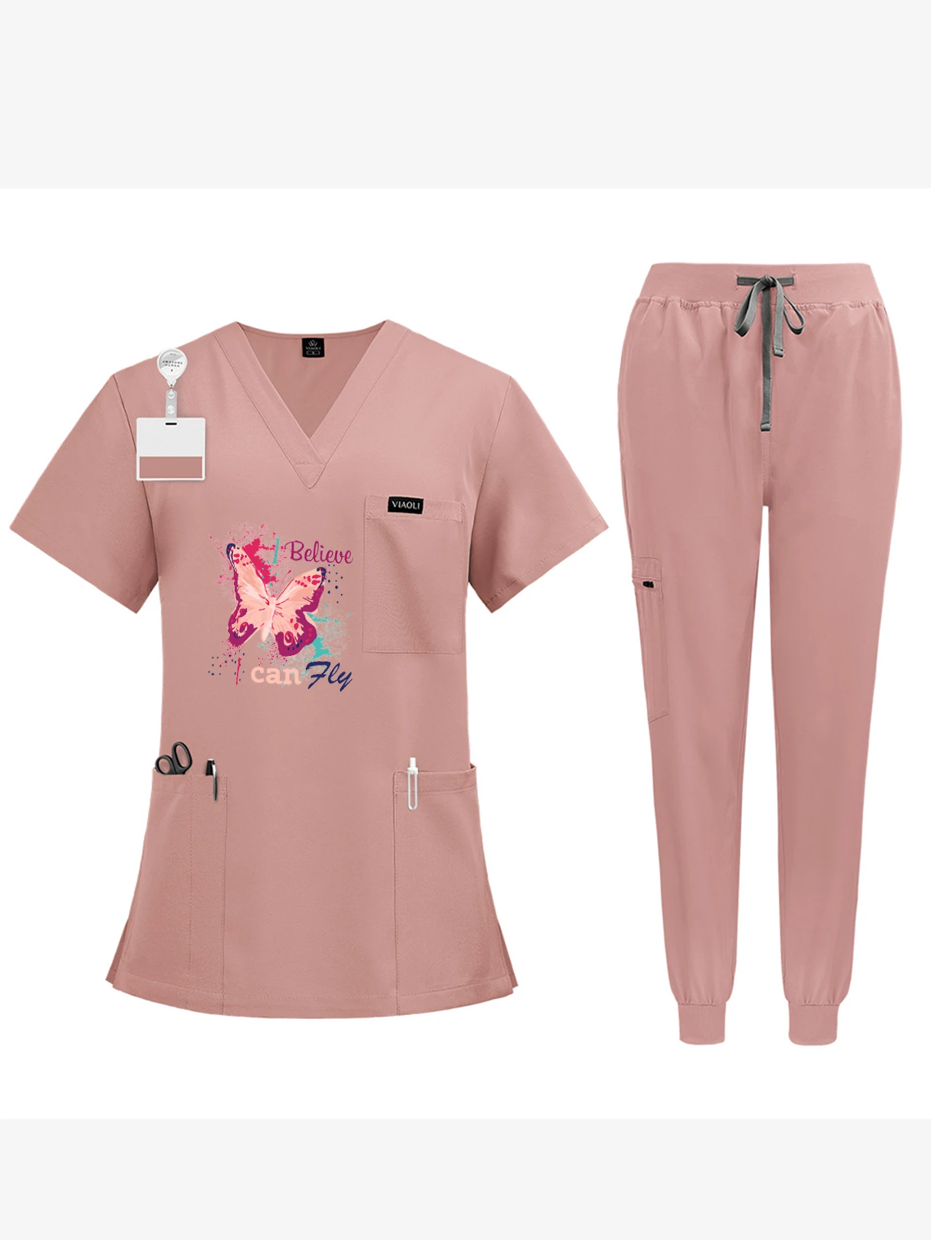 Ensemble de blouses médicales unisexes extensibles à impression personnalisée, SPA, infirmière, hôpital, vêtements de travail, blouse de laboratoire