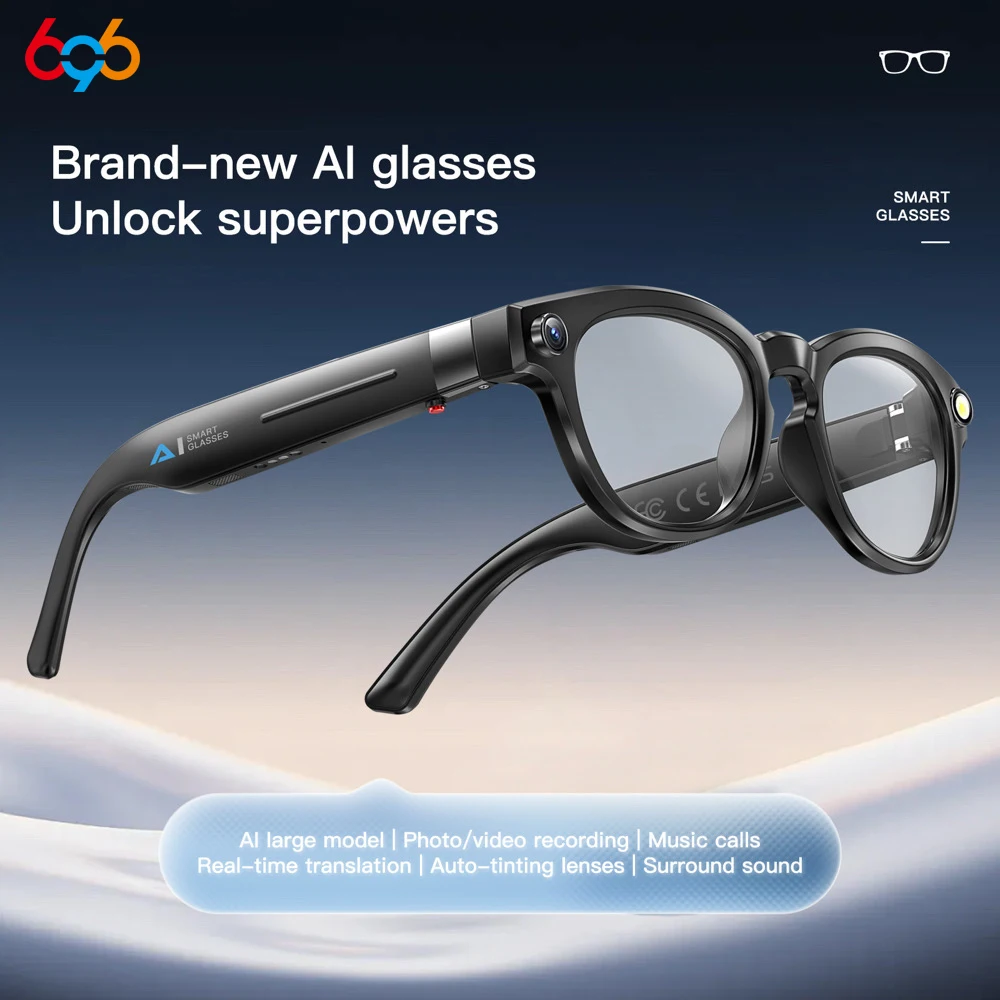 

AI Shooting Smart Glasses Blue Tooth Call Automatic Color Changing Lenses Real Time Translation Music 4K Camera 8 Million Pixels