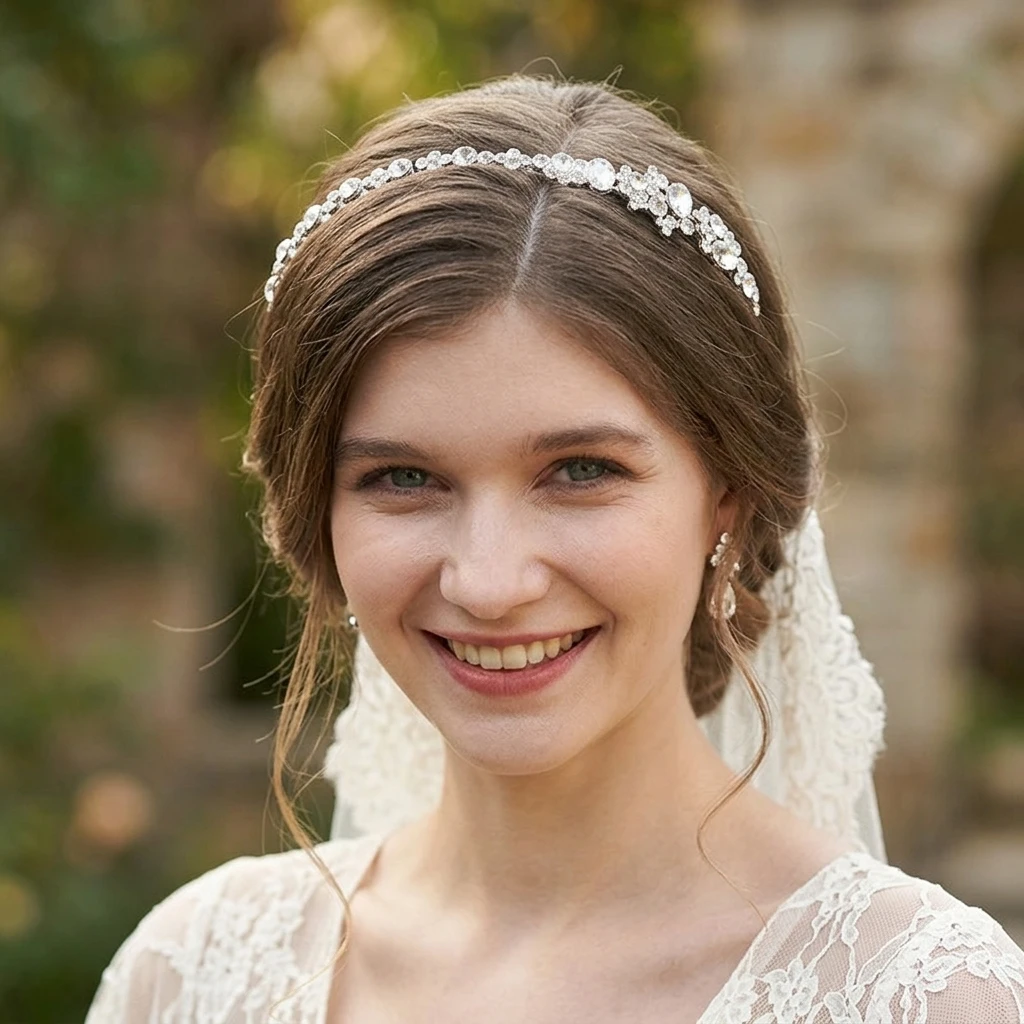 Alloy Rhinestone Crown Headband Bridal Hair Accessory Floral Tiaras For Wedding Dress Prom Evening Gown Women view 2