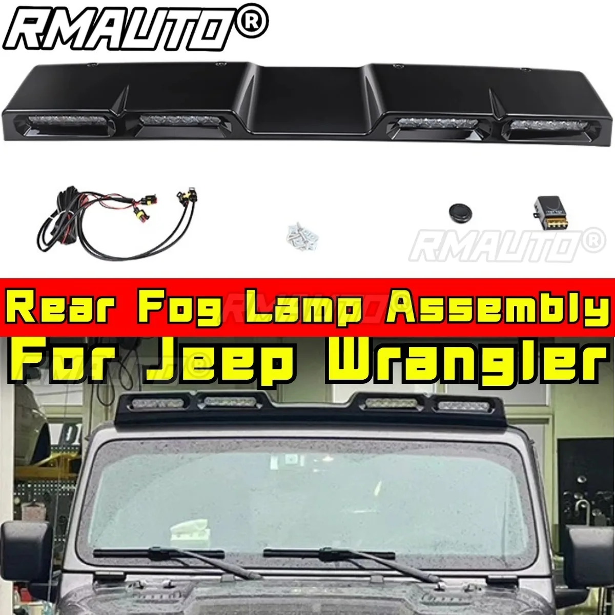 Rear Fog Lamp Assembly Brake Cruise Light Searchlight Four Eyed Ceiling Light Chin Body Kit For Jeep Wrangler Car Accessories