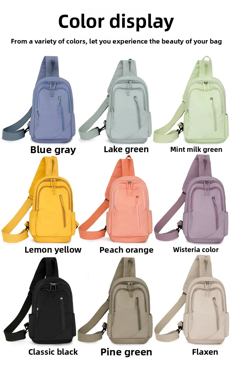 Neue Einfarbig Lässige Umhängetasche Leichte Wasserdichte Nylon Unisex Schulter Sling Rucksack Große Kapazität Reisetasche – Detail 8