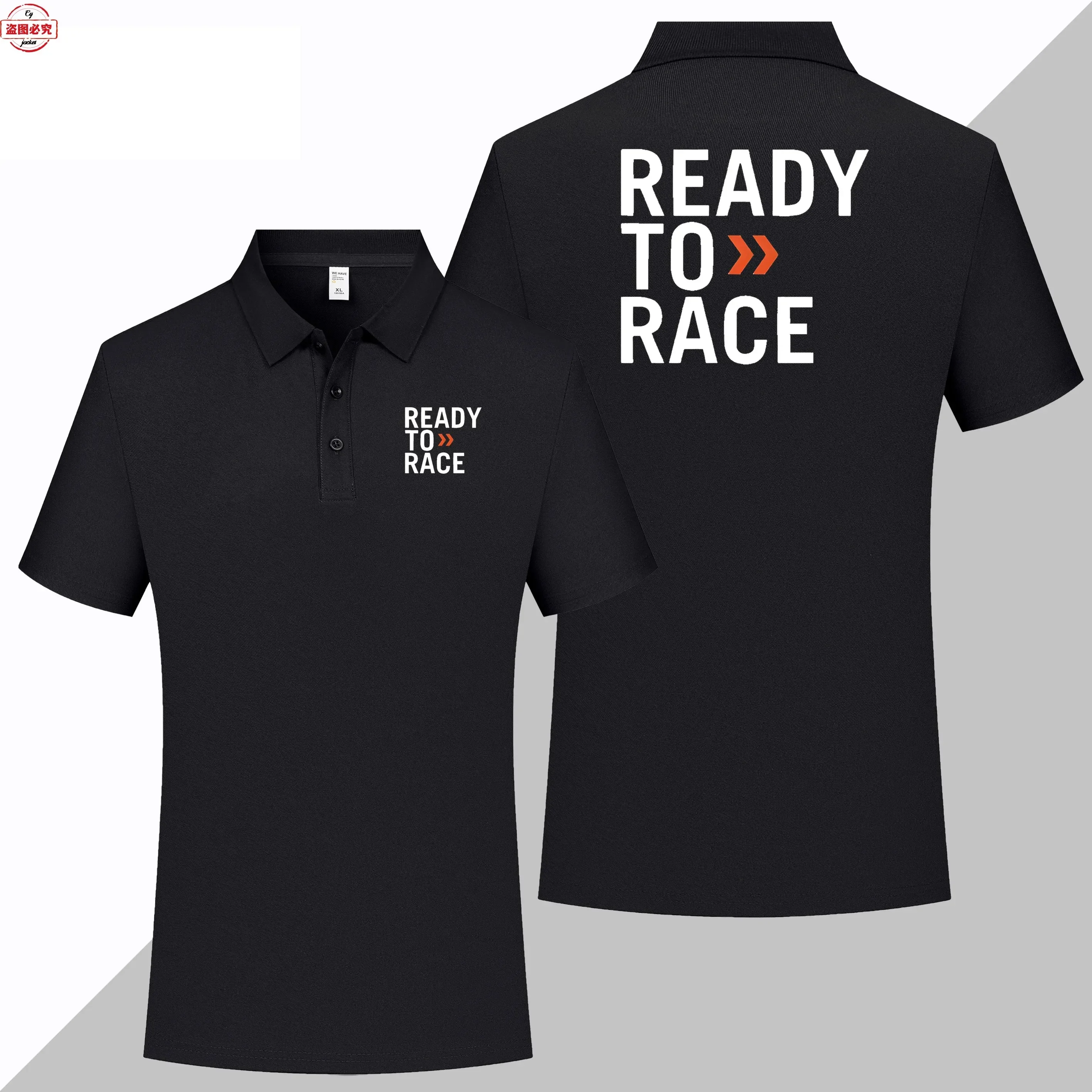Ready To Race Motorcycle Logo Printed Short Sleeved T-shirt, Lapel Polo Shirt, Off-road Endurance Cycling Suit,team Work Uniform
