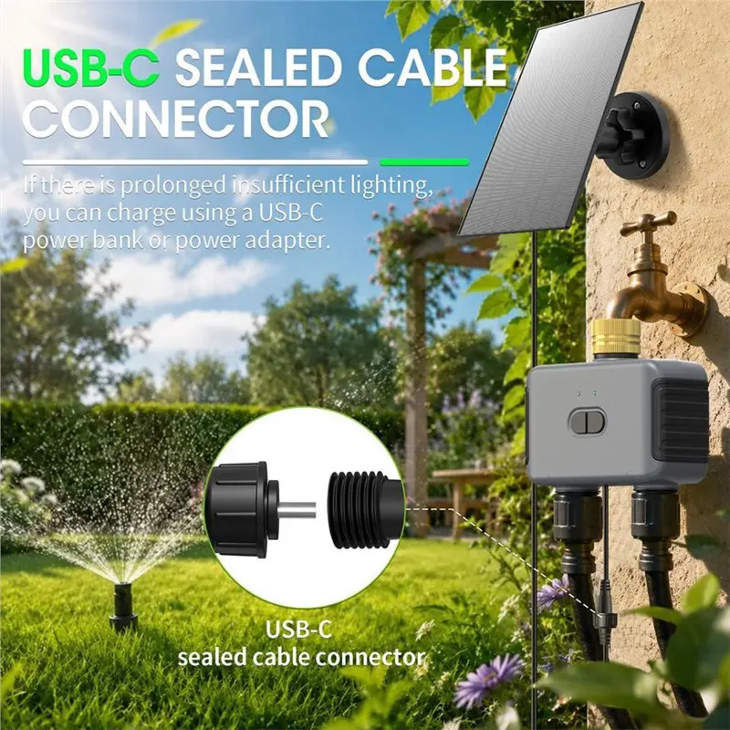 ABMI-For Garden Hose For Drip Irrigation Dual-Channel Wifi Water Valve Controller 3/4