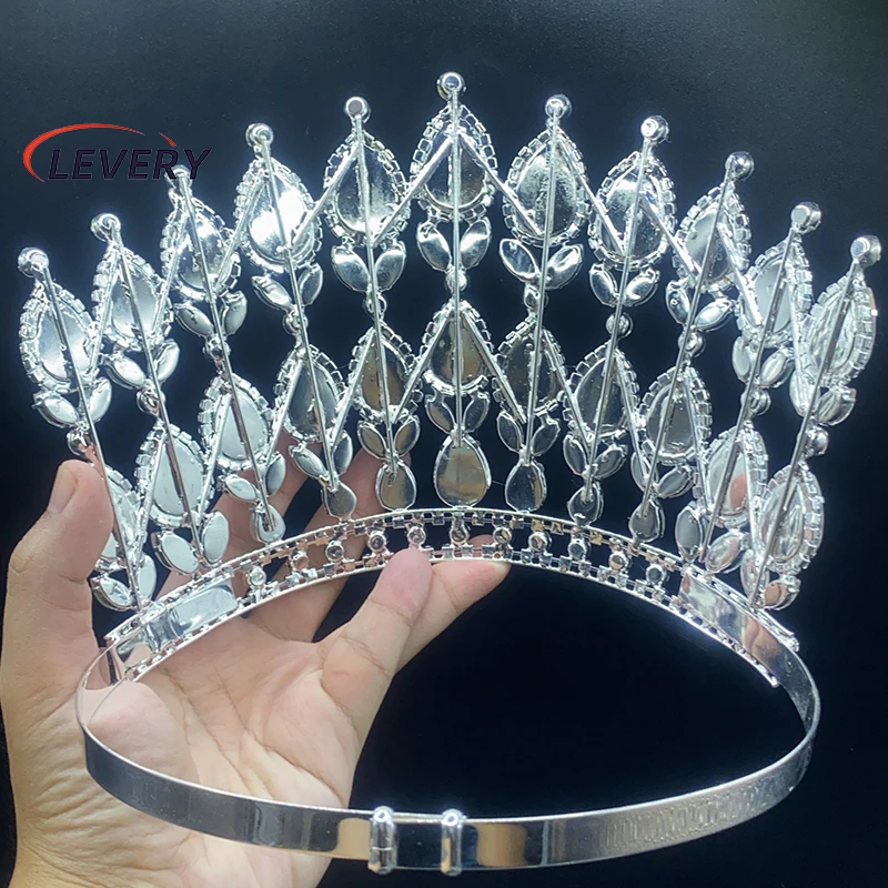 Levery AB Color Crystal Bridal Crown Tiara Pageant Prom Bride Diadem Wedding Crown Pageant Hair Accessories Jewelry