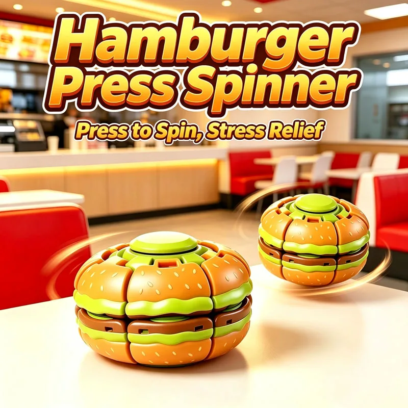 New Arrival Hamburger Hand Rotating Gyroscope Puzzle Ball Stress Sensory Educational Smooth Rotating Stress Relief Sensory Toy