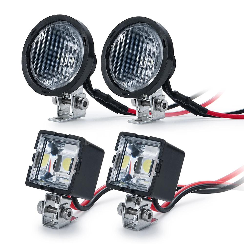 YEAHRUN 2pcs Led Light Spotlight Headlamp with Bracket for TRX4 TRX6 AXIAL SCX10 D90 TF2 1/10 RC Crawler Model Car