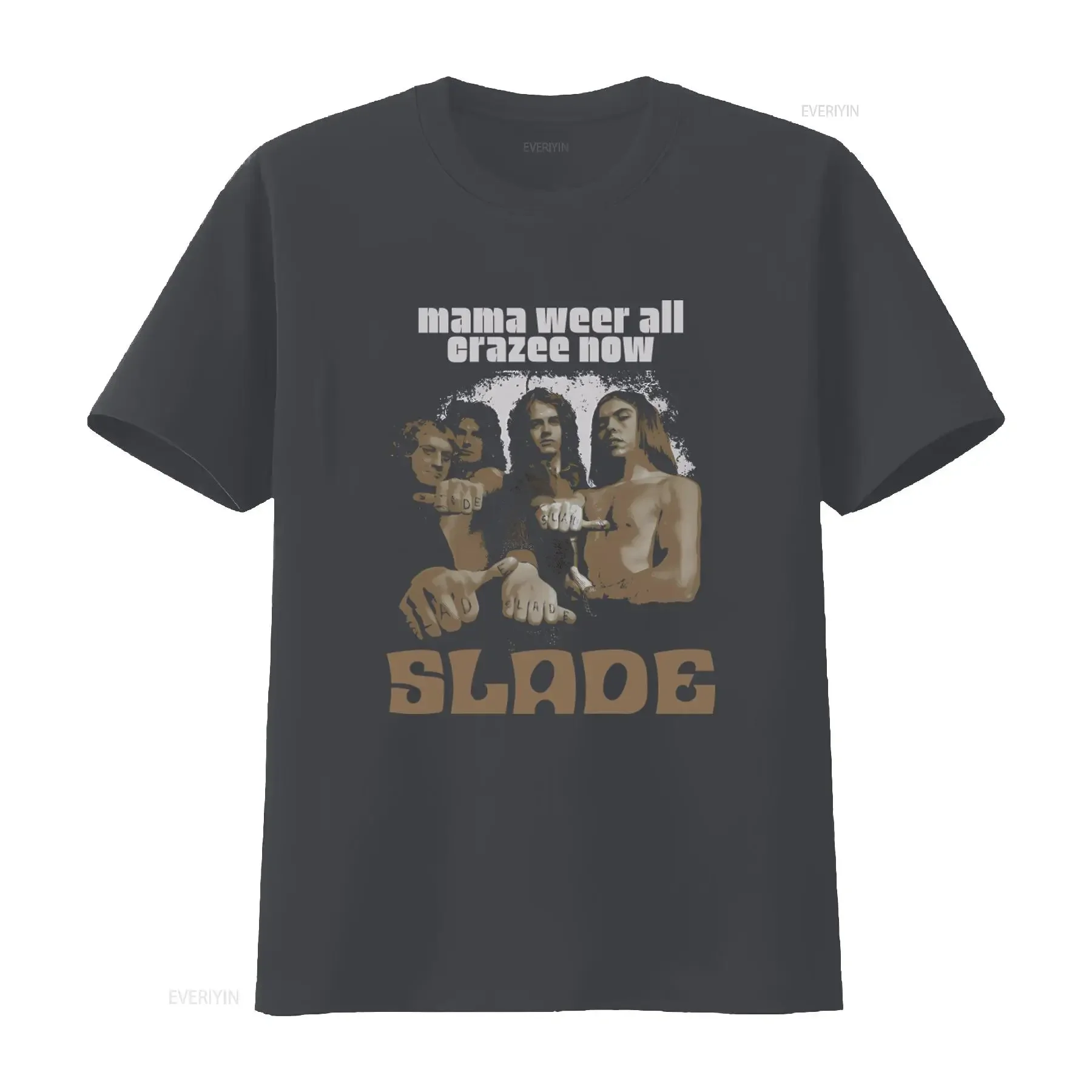 Slade Mama Weer All Crazee Now Band Rock Music Print T Shirt vintage Washed fashion Stretched Stylish Breathable Slightly view 3