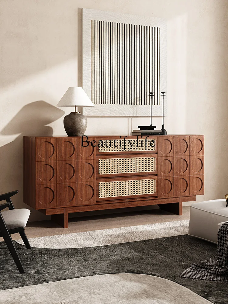 Zhonggu Rattan Solid Wood Sideboard Living Room Home Storage Cabinet