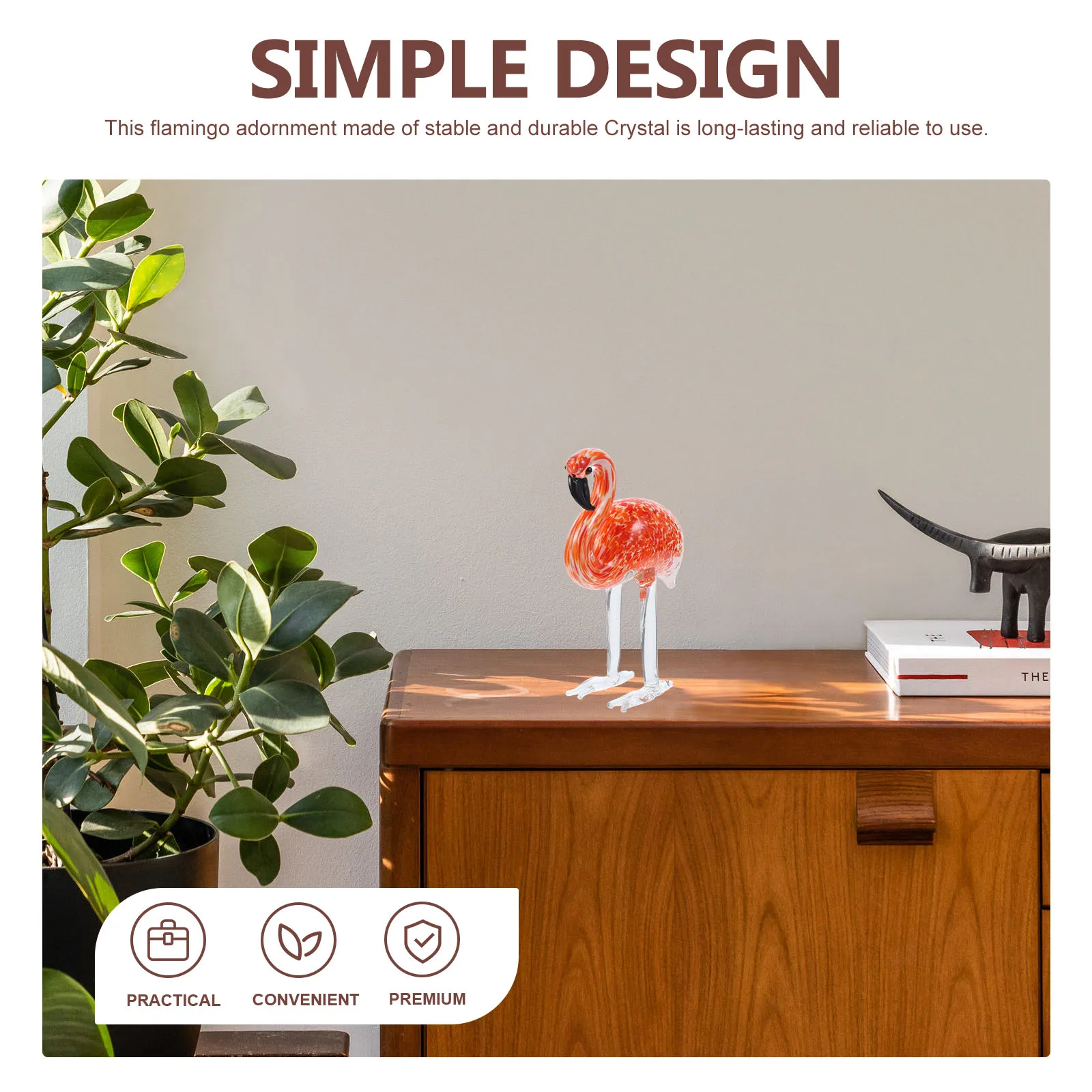 

Crystal Flamingo Decoration Realistic Standing Ornament for Home Desktop Bookshelf Tabletop Valentine's Gift Colorful Glass