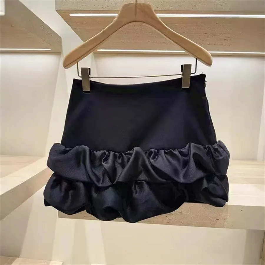 【هدية مجانية】2025 أوائل الخريف الفرنسية الأنيقة الحلو طبقة مزدوجة كشكش عالية الخصر التخسيس تنورة صغيرة للنساء #1