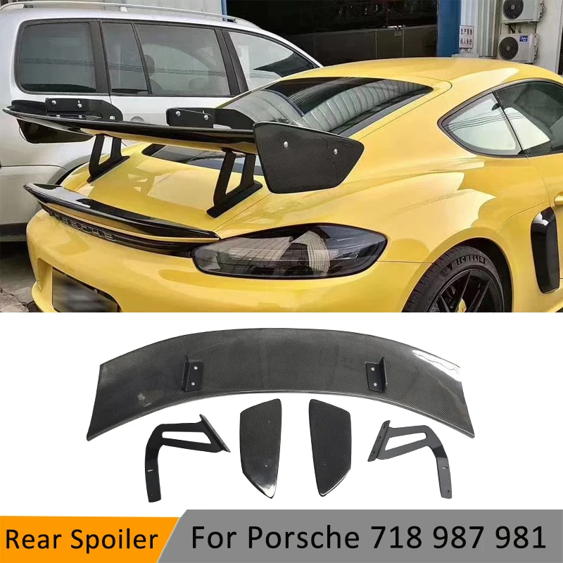 Fits For Porsche 718 981 987 GT Style 2009-2020 Real Carbon Fiber Car Rear Trunk Lip Spoiler Wing FRP